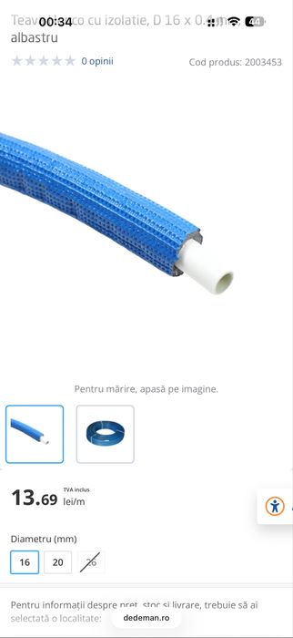 Vand teava henco de 16 cu insertie colac de 100 metri
