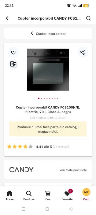 Cuptor electric incorporabil Candy 70L