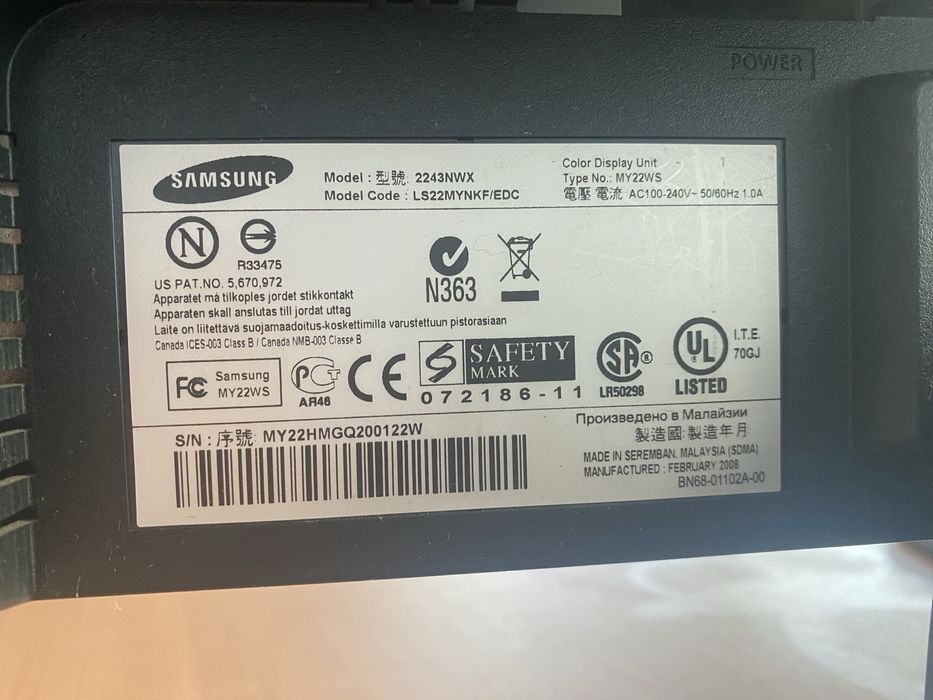 Monitor Samsung 22 inch 75 hz 5 ms