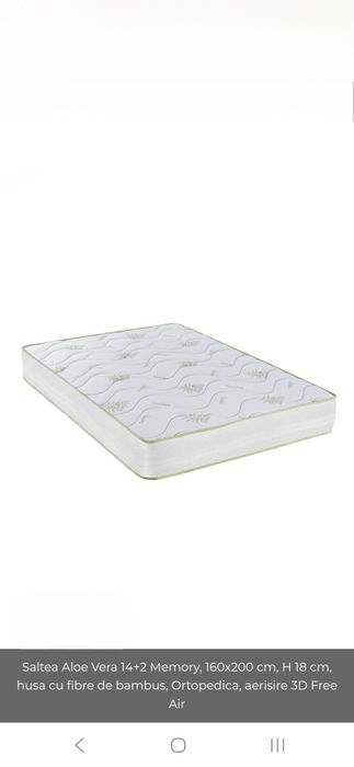 Vând saltea aloe vera 14+2 memory, 160×200 cm, h 18 cm