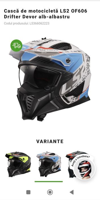 Casca Drifter LS2 OF606 whit blue Noua