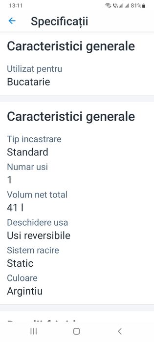 Frigider mini bar Heiner HMB-HM41SE++ ,41L,argintiu
