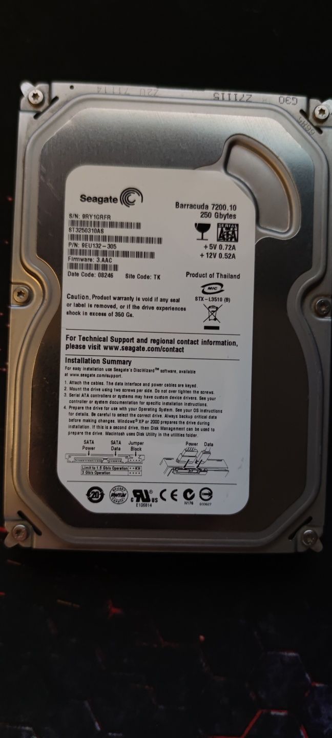 HDD Desktop Seagate Barracuda, 250GB, 7200 RPM, SATA-II