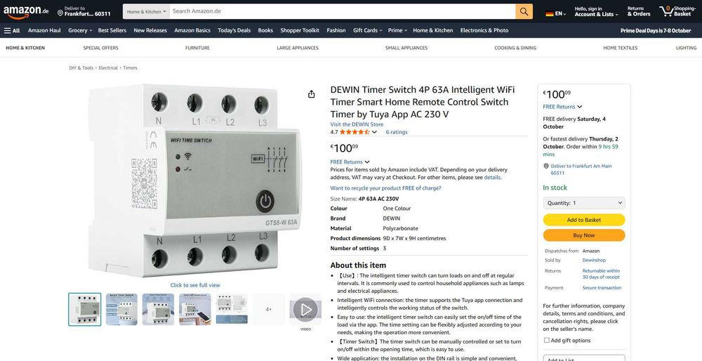 Timer Switch 4P 63A (Siguranta+ timer) SMART, 220v, REDUS de la 510RON