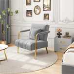 Fotoliu catifea, perna decorativa picioare aurii |S 593031 Light Gray