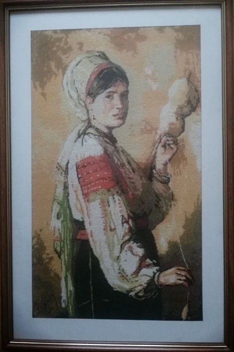 Țărancă, 41 x 24 cm suprafață cusută, înrămat