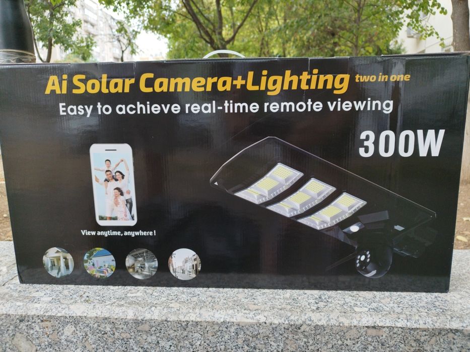 Camera Supraveghere/Lampa Solară 4G cu SIM, Panou Solar, Wireless