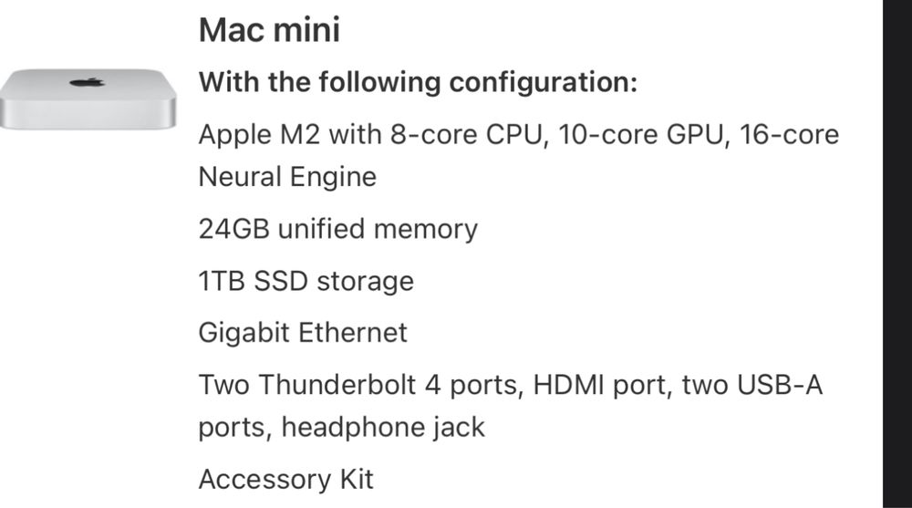 Mac mini 2023 m2 24 gb de ram