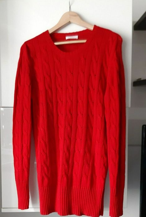 Pulover casmir si lana ,rosu,fin,moale calduros superb L