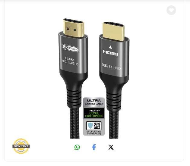 Cablu HDMI Ubluker 10K 8K 4K 48Gbps 2M, cablu HDMI®