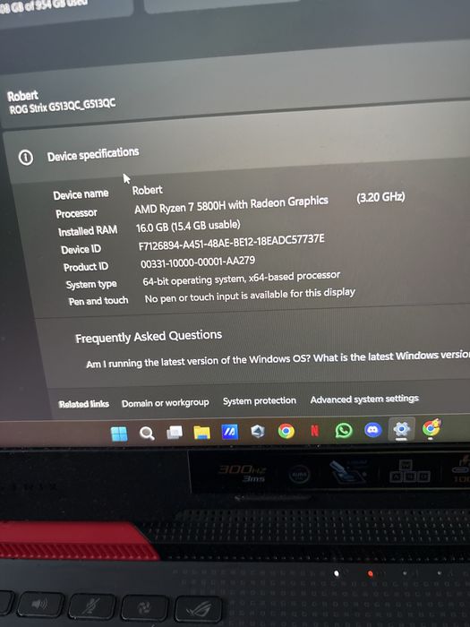 Asus ROG g513qc ecran 300HZ