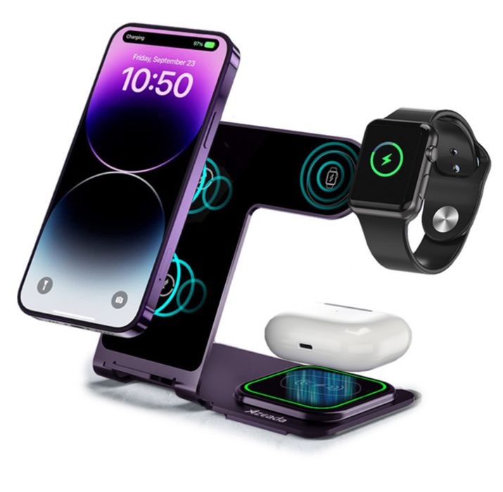 Incarcator Stand Birou Wireless Telefon / Casti / Ceas Iphone Apple