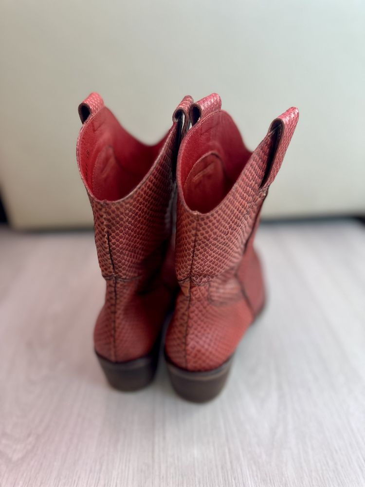 Wonders Boots Dark Red piele naturală