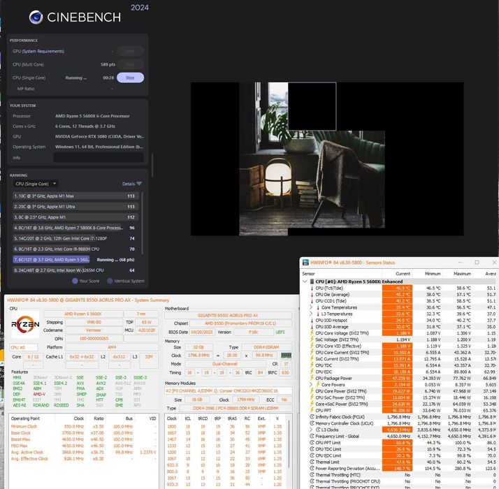 Gigabyte B550i ITX,Ryzen 5600x,Fuma 2,Corsair Vengeance DDR4 3600 32GB