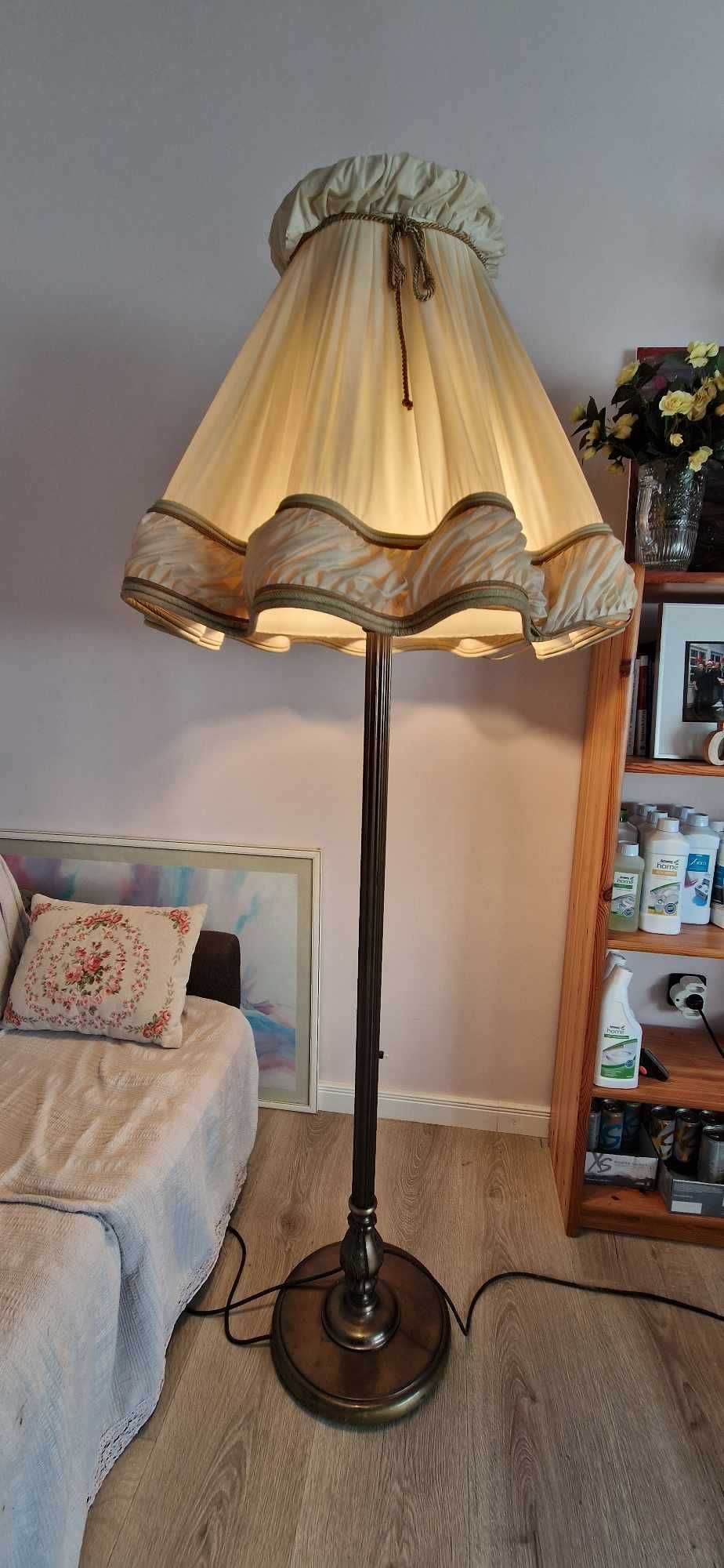 Lampadar de podea din bronz cu abajur textil