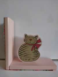 Opritor suport stand din lemn pentru cărți model pisicuță roz