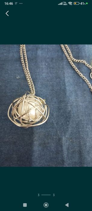 Colier metalic cu perlă