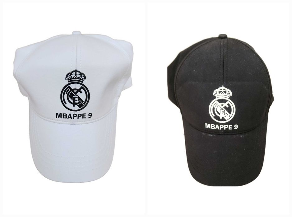 Фенска Шапка Мбапе Реал Мадрид Бяла и черна с козирка 2024 ново
