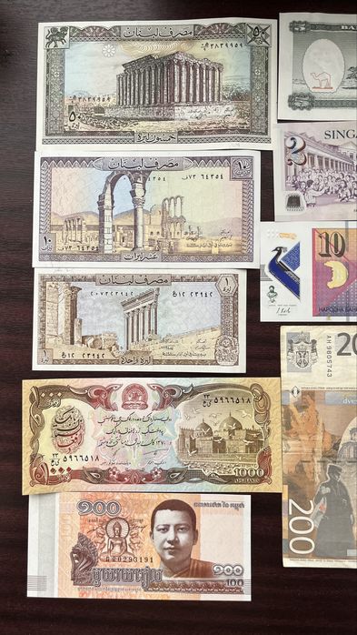 Продам купюры Ливан, Македония, Сербия, Эритрея, Сингапур, Комбоджи и