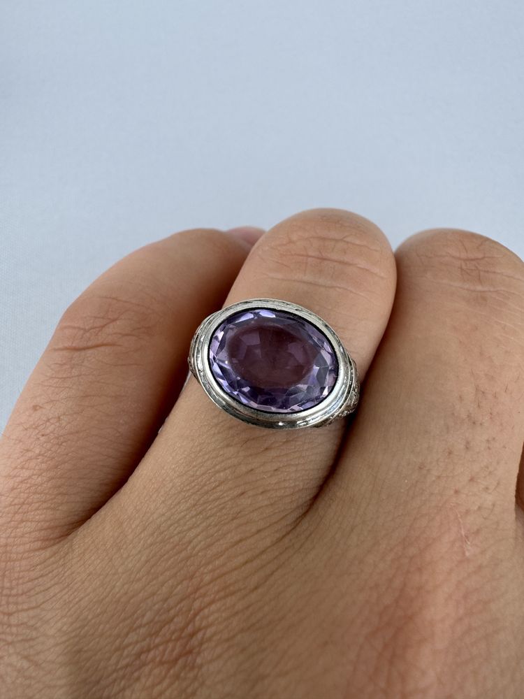 Inel din argint, ametist si marcasite