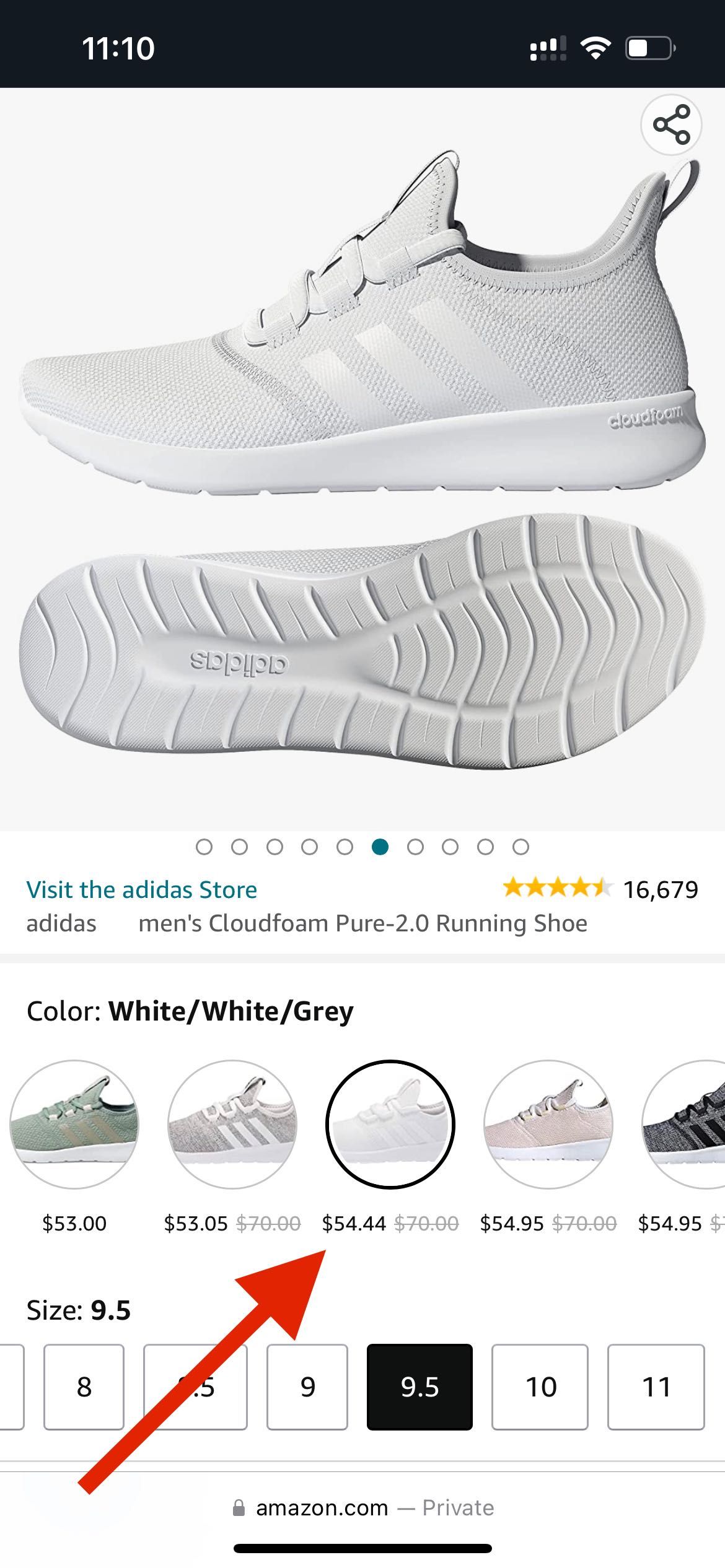 Adidas, Cloudfoam Pure 2.0. кроссовки из США, Оригинал. раз. 42