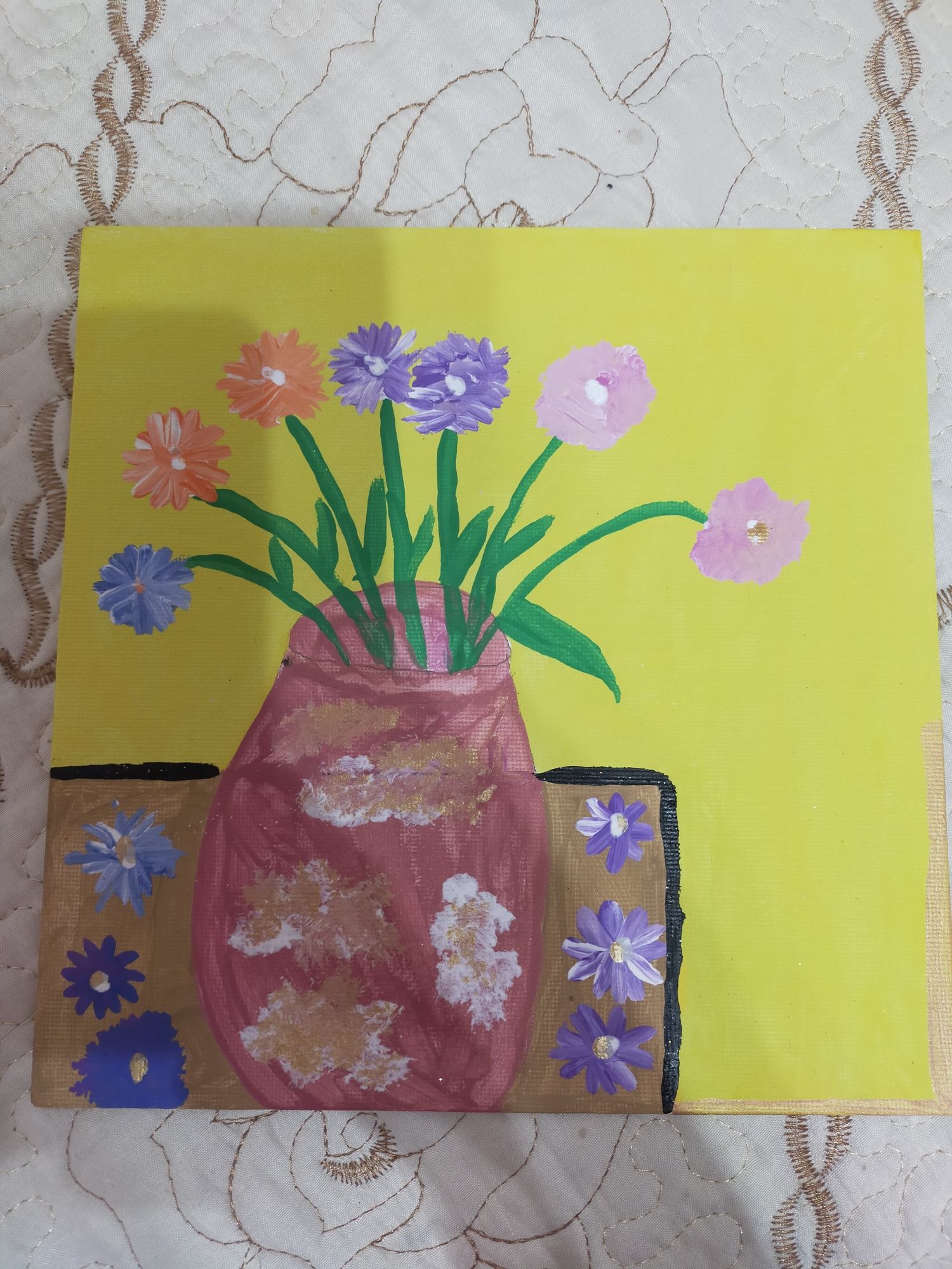 Tablou pictat cu flori handmade