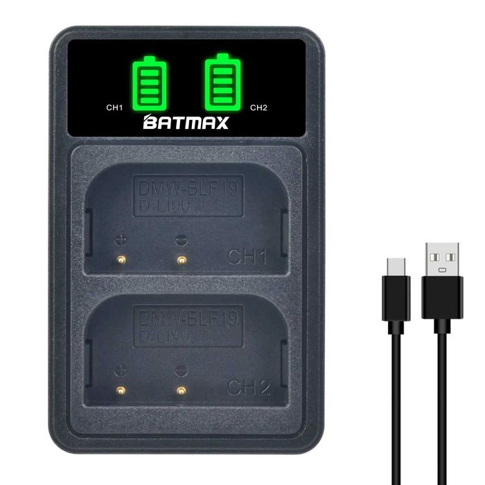 Set 2 acumulatori DMW-BLF19 + incarcator Panasonic GH3 GH4 GH5 GH5S G9