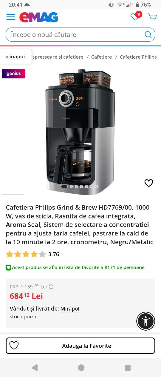 Cafetiera Philips HD7769/00 1000w