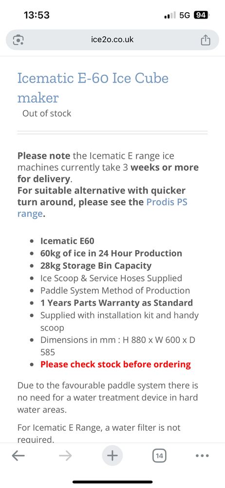 Ледогенератор с въздушно охлаждане Icematic e60