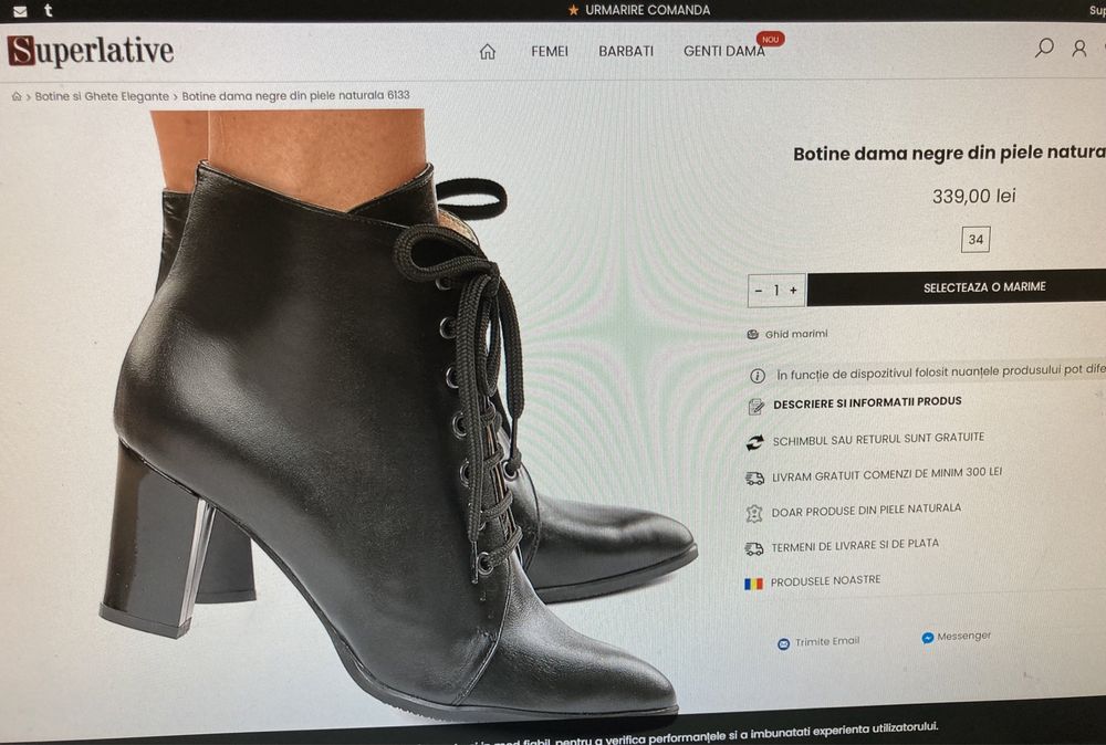 Botine dama piele Superlative