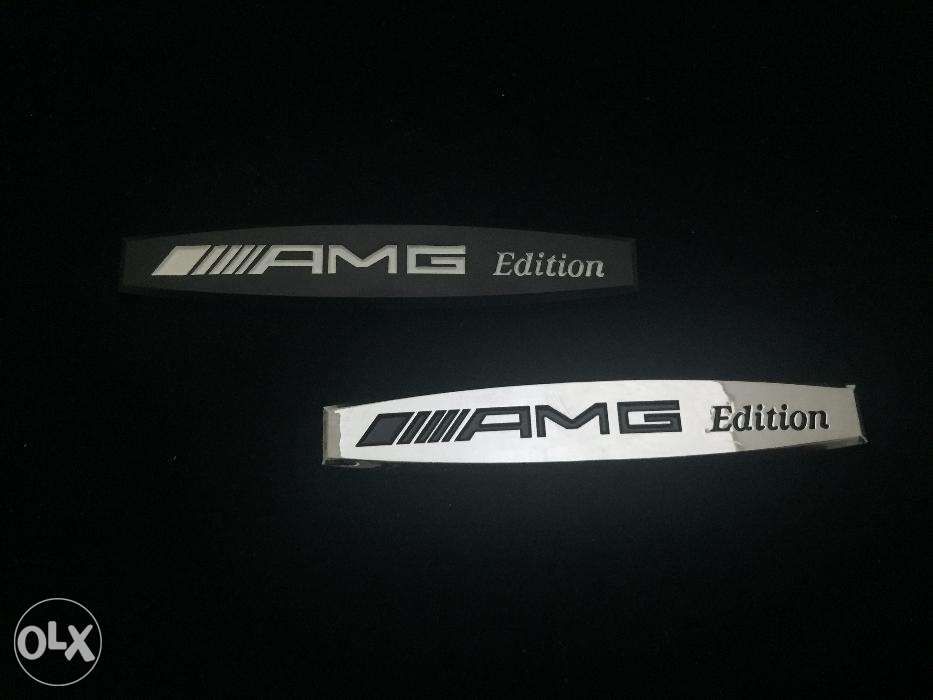 Emblema Mercedes AMG Edition Crom/negru aripa/spate ABS 2 bucati