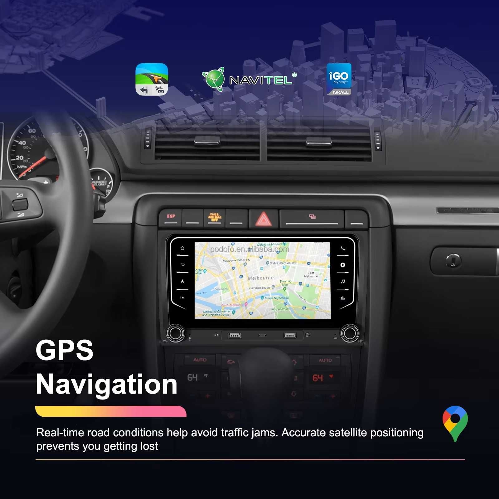 Мултимедия за Audi A4 B6 B7 RS4 навигация Android плеър 2DIN A4 Ауди