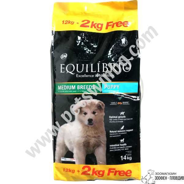 Equilibrio Medium Breeds Puppy 12+2кг - за Кучета от Средни породи