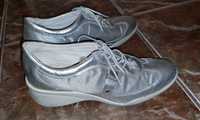 Pantofi sport argintii piele naturala