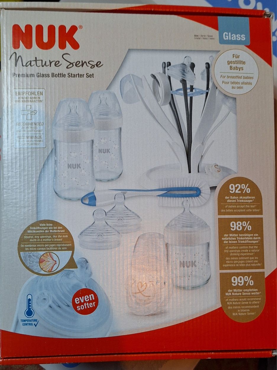 Комплект стъклени шишета Nuk Nature Sense Temperature Control - Premiu