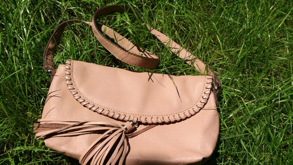 Дамска чанта de Bijenkorf ест. кожа пепел от рози