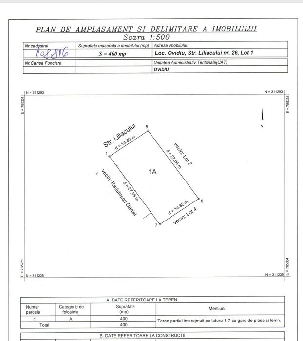 Teren intravilan str. Liliacului, Ovidiu