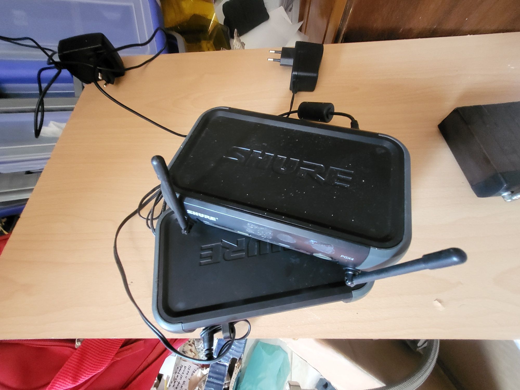 Майка приемник за безжични микрофони Sure 2 броя  и sennheiser.