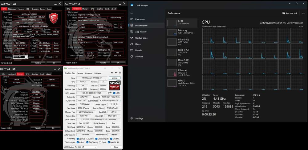 Vand/schimb Pc gaming 2k/4k Ryzen 9 5950x 16c RX6900XT 16gb ddr6 2.5tb