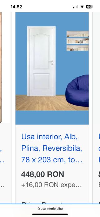 Usa interior cu toc, chiuveta mica cu baterie ca noi