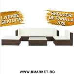 Set mobilier de gradina/terasa canapea/coltar 6 piese Maro Ratan NOU