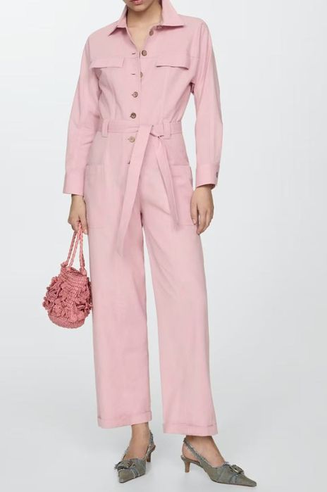 Нов розов гащеризон Mango с дълъг ръкав, размер S