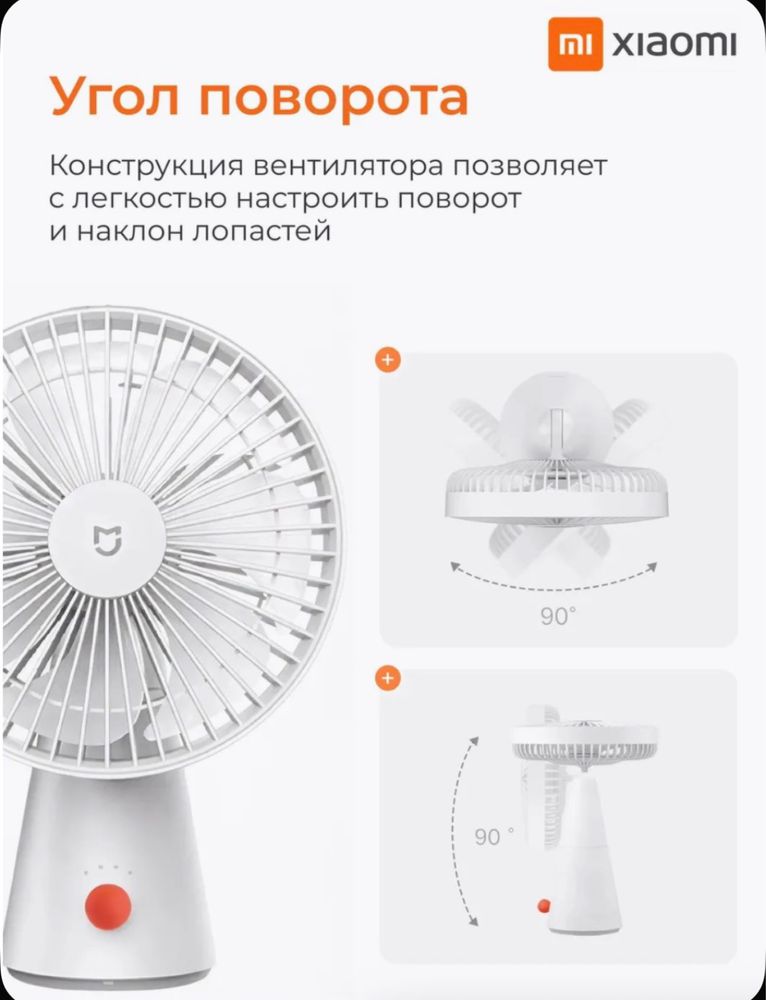Настольный портативный вентилятор Xiaomi Mijia Desktop Fan(Белый)