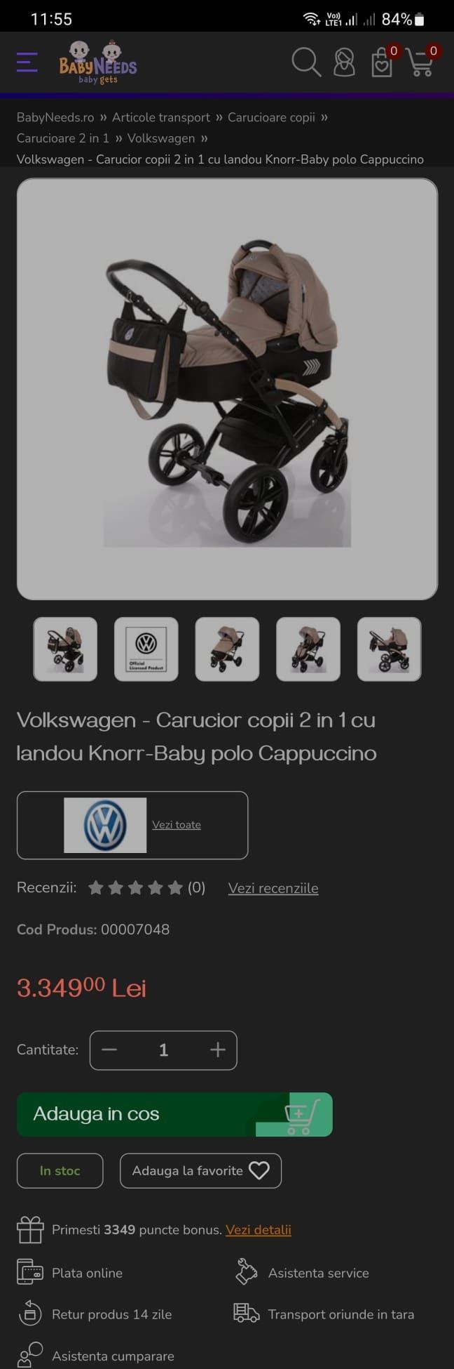 Carucior Volkswagen Polo 3 in 1 bello babies cybex venicci