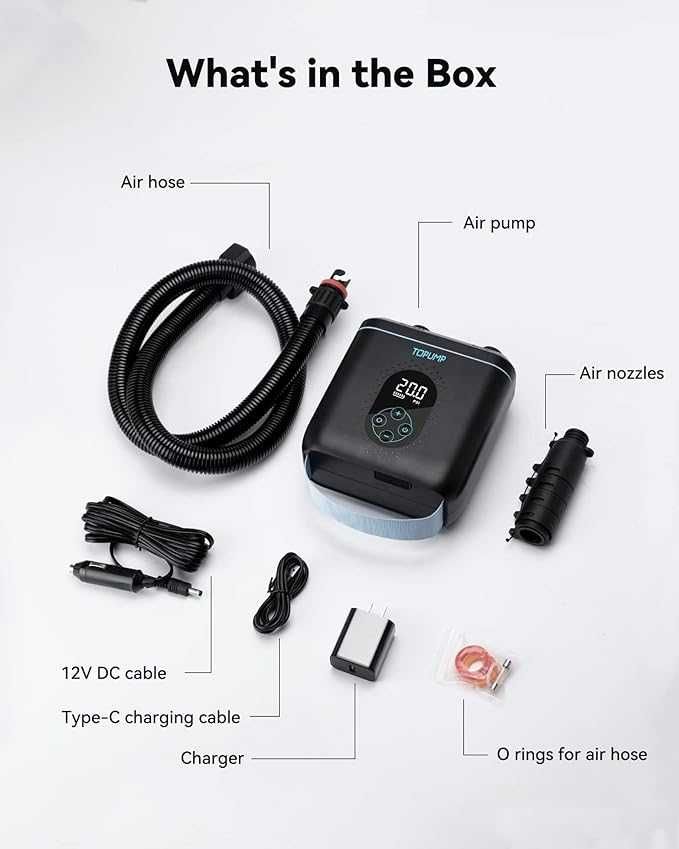 TOPUMP Електрическа ,акумулаторна, двустепенна помпа за SUP със 7 дюзи