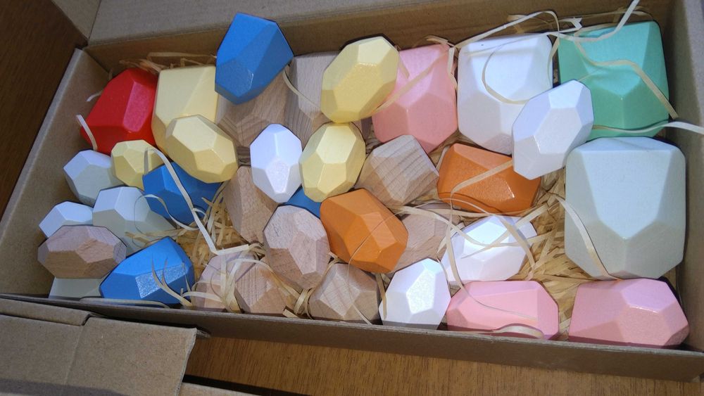 16+36бр. Монтесори дървени балансиращи камъни Montessori Wooden Stones