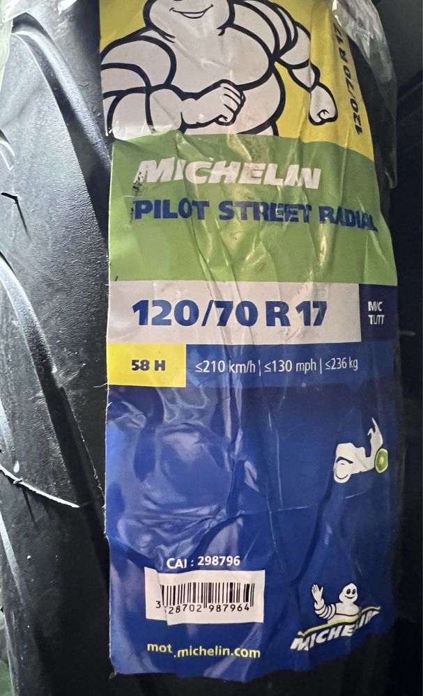 Новая мотошина 120/70 r17 Michelin pilot street radial