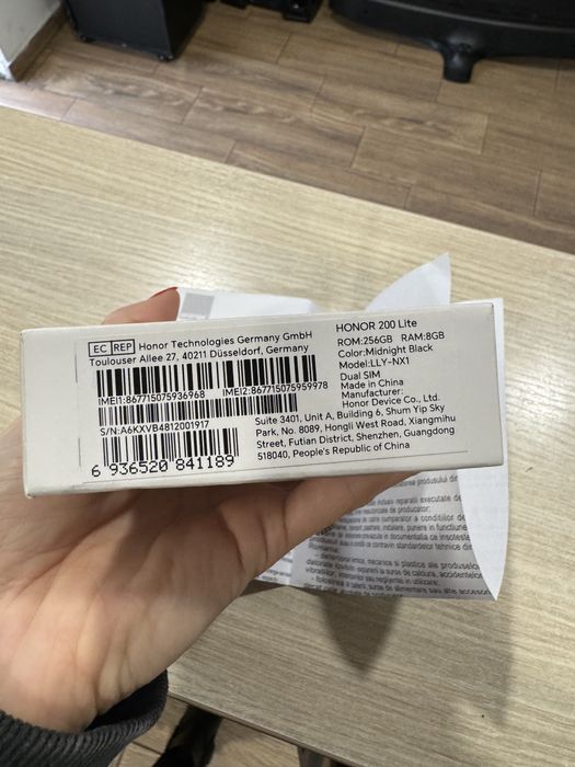 Honor 200 Lite, 8GB RAM, 256GB, 5G,  Black, Sigilat/Garantie 2 ANI!