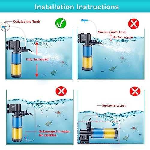 Нов Вътрешен аквариумен филтър 330л/ч, 2-степенен, 30–80L, Weipro