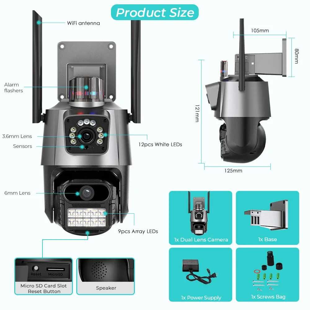 Камера за наблюдение STELS SL80, IP Wi-Fi, PTZ камера, 4K Ultra HD,8MP